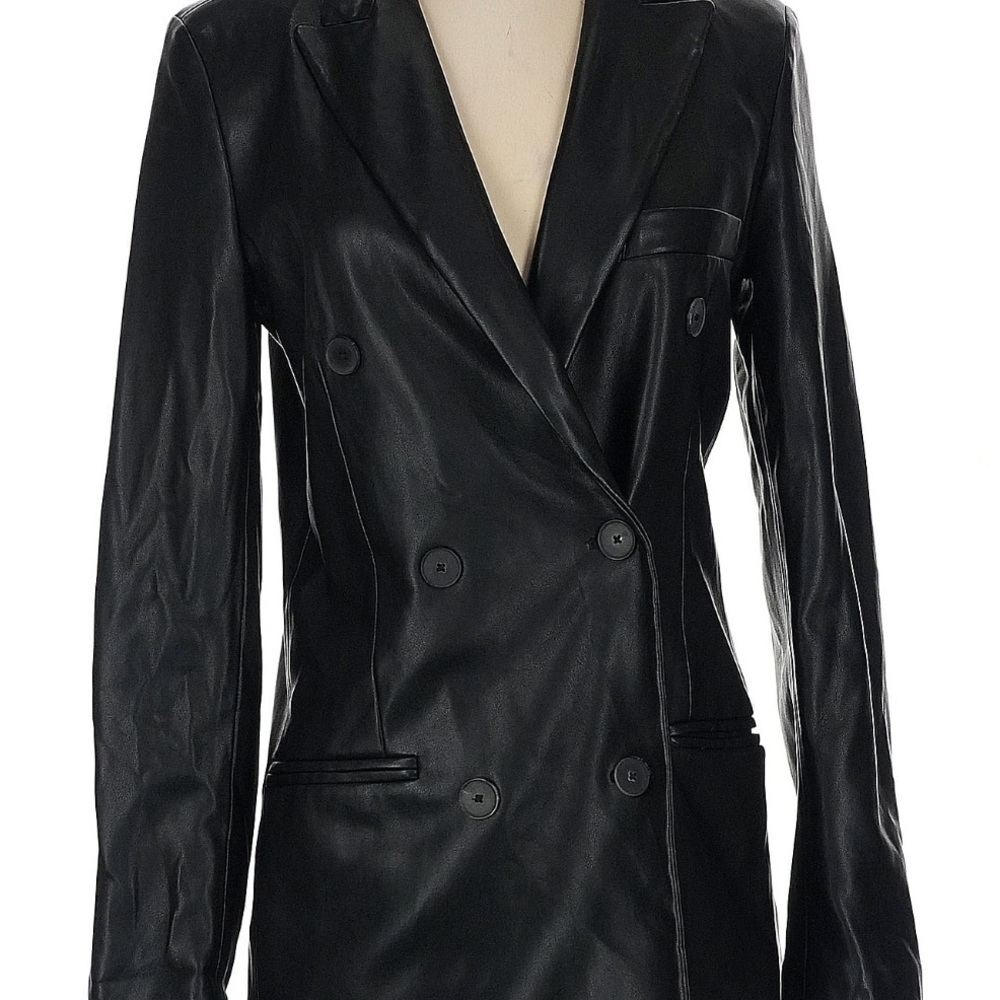 Mango Black Double-Breasted Blazer with Peaked Lapels